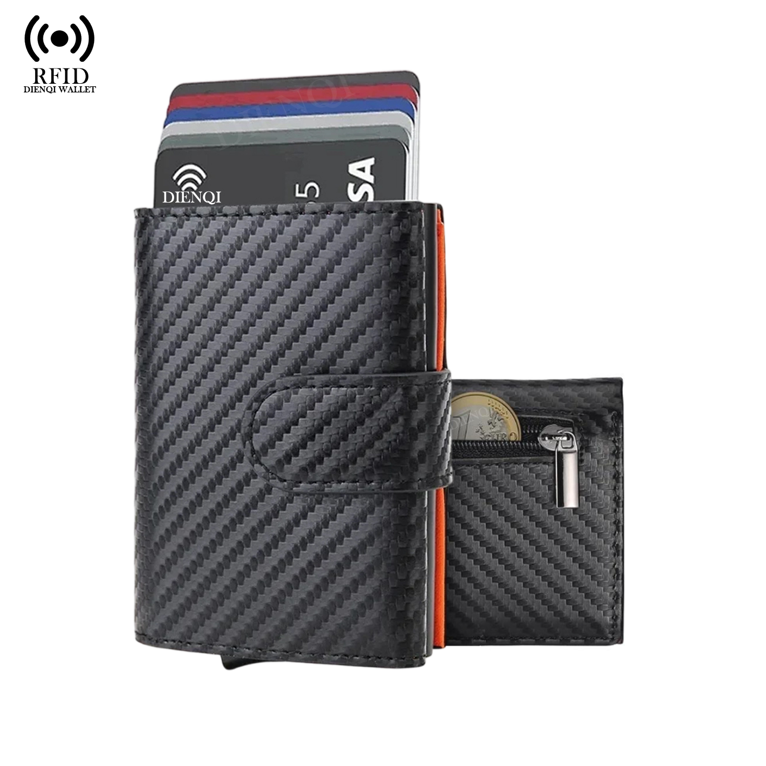 Coin Holder Men - Engraving Wallets Minimalist Wallet RFID Blocking