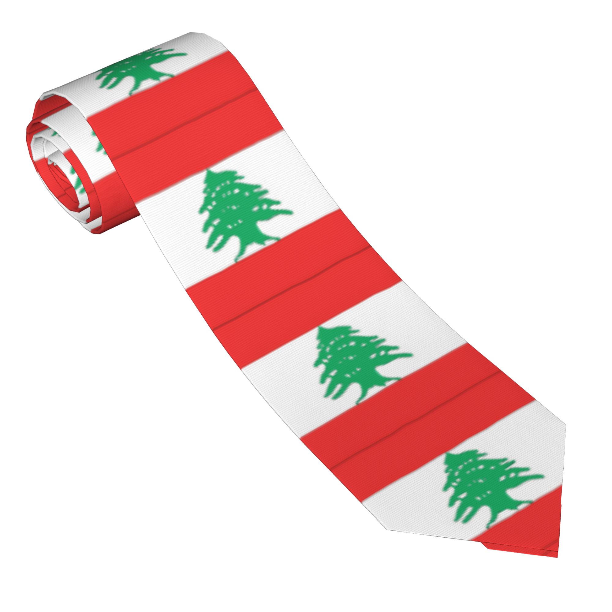 Men Accessories Lebanon - Lebanon Flag Tie Wedding Neck Ties