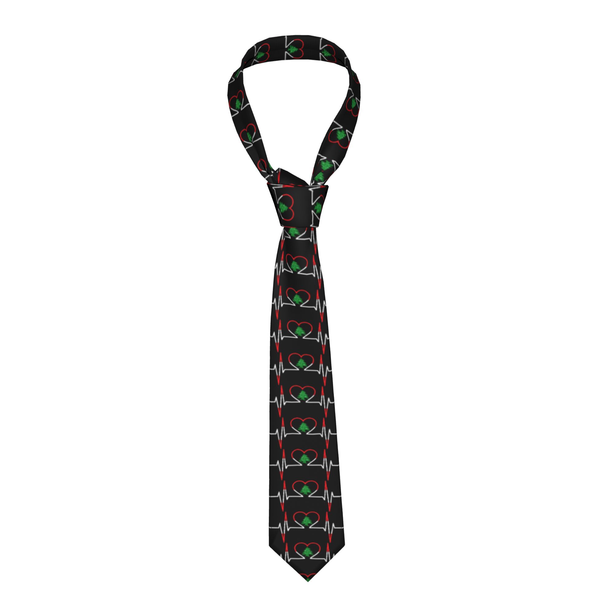 Men Accessories Lebanon - Heartbeat ECG Lebanon Tie Lebanese Country