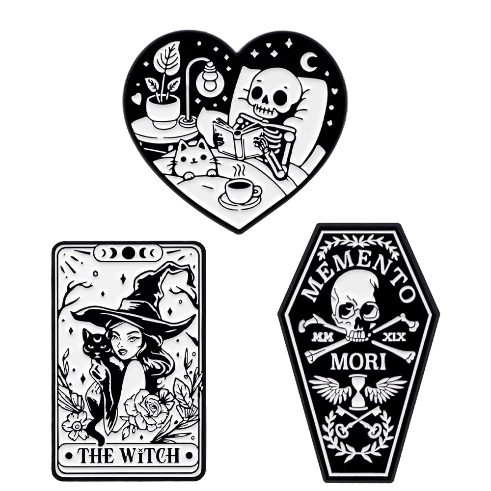 Men Accessories For Birthday Gift - Skeleton Enamel Pins Witch Brooches Woman