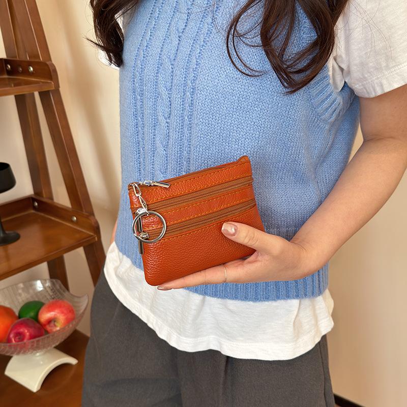 Coin Holder Men - PU Leather Portable Coin Purse Keychain