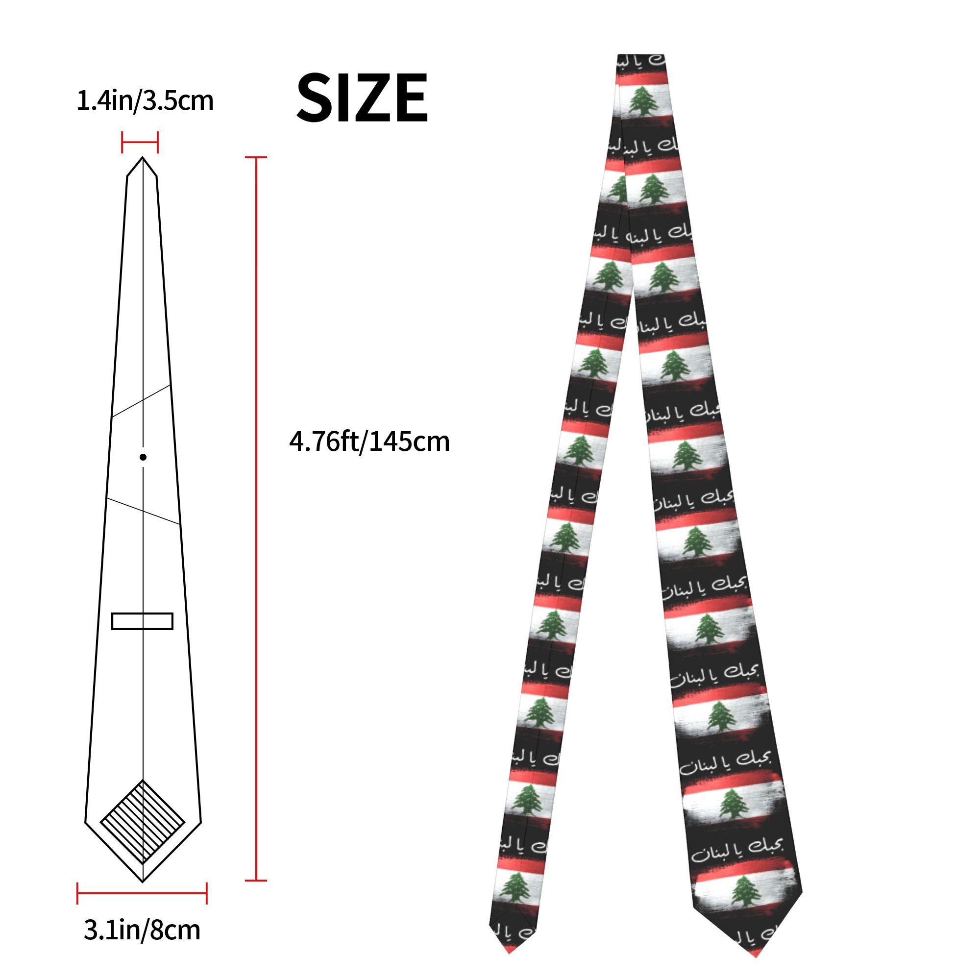 Flag of Lebanon Tie  Retro Cas - огляд і ціна Men Accessories Lebanon