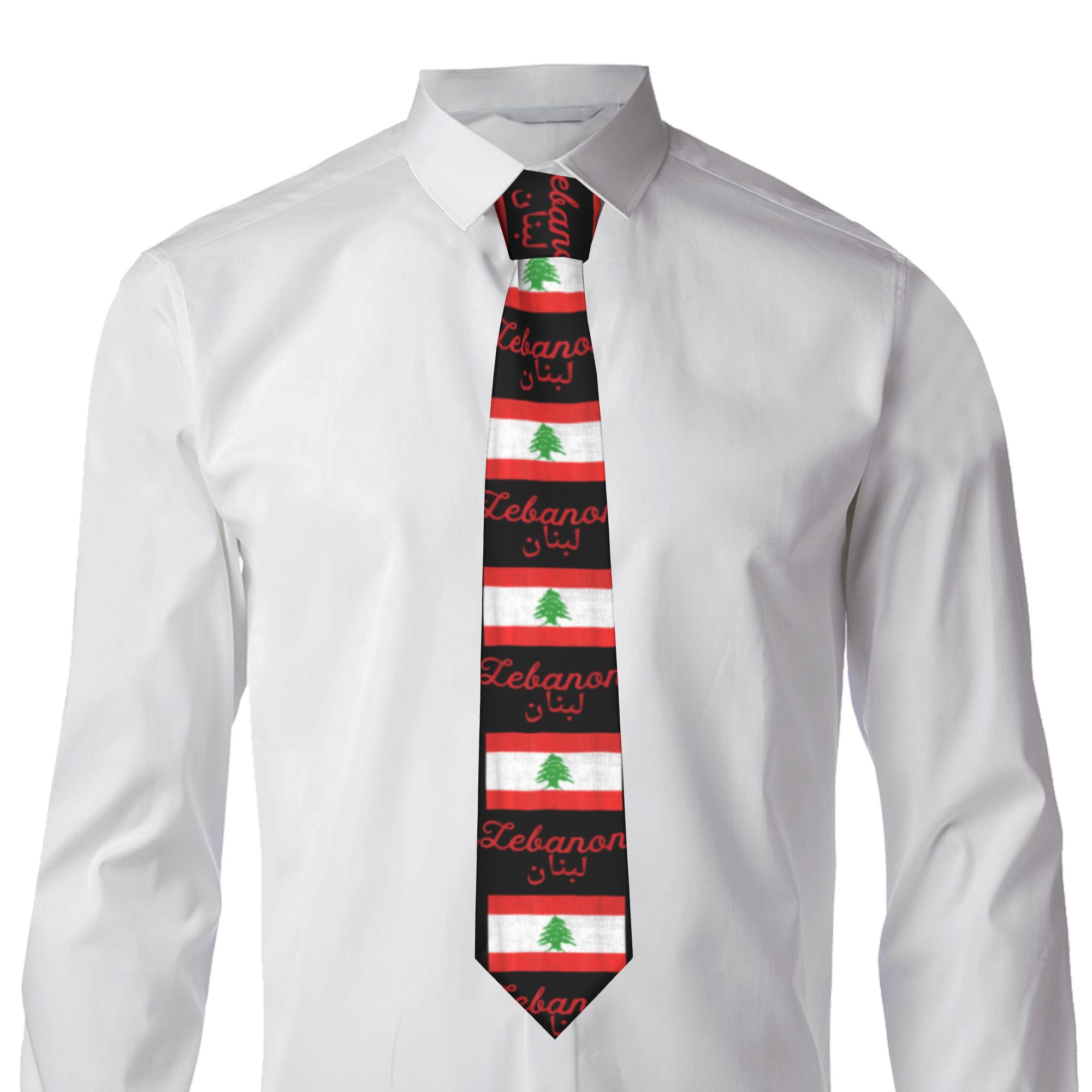 Lebanon Flag Tie  Retro Casual - огляд і ціна Men Accessories Lebanon