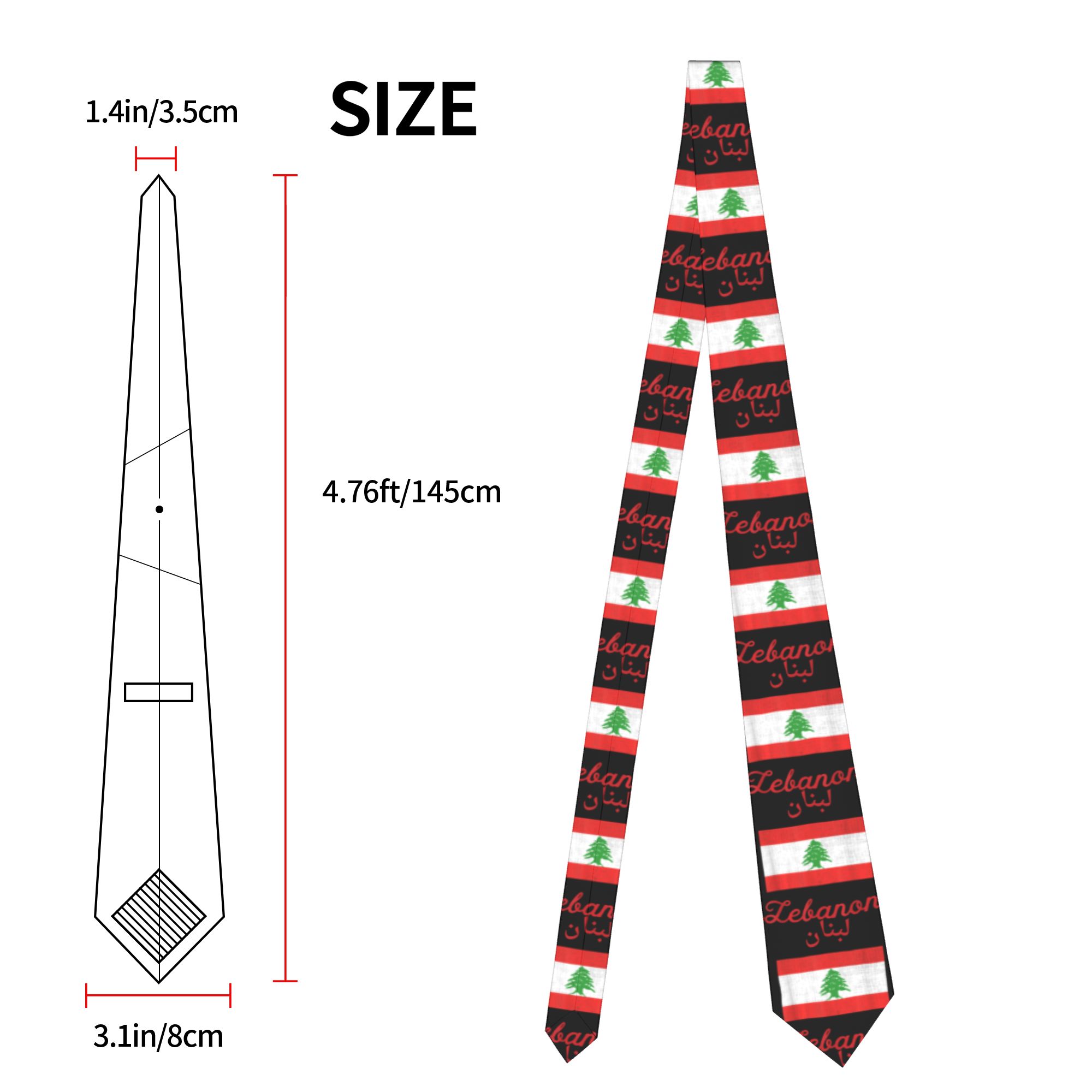 Lebanon Flag Tie  Retro Casual - огляд і ціна Men Accessories Lebanon