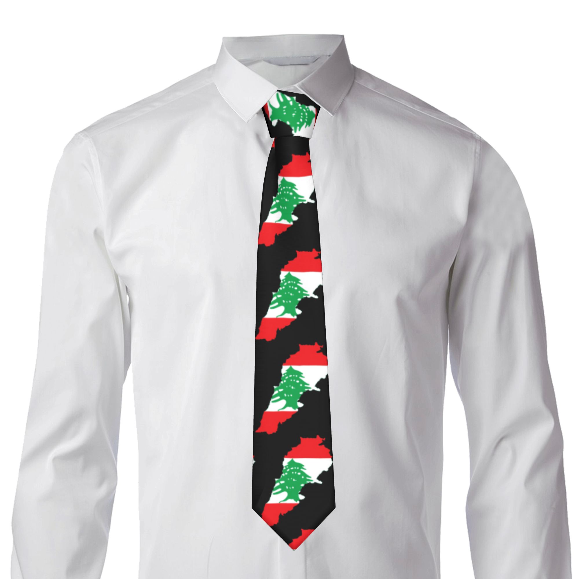 Lebanon Flag Map  Tie  Custom  - огляд і ціна Men Accessories Lebanon